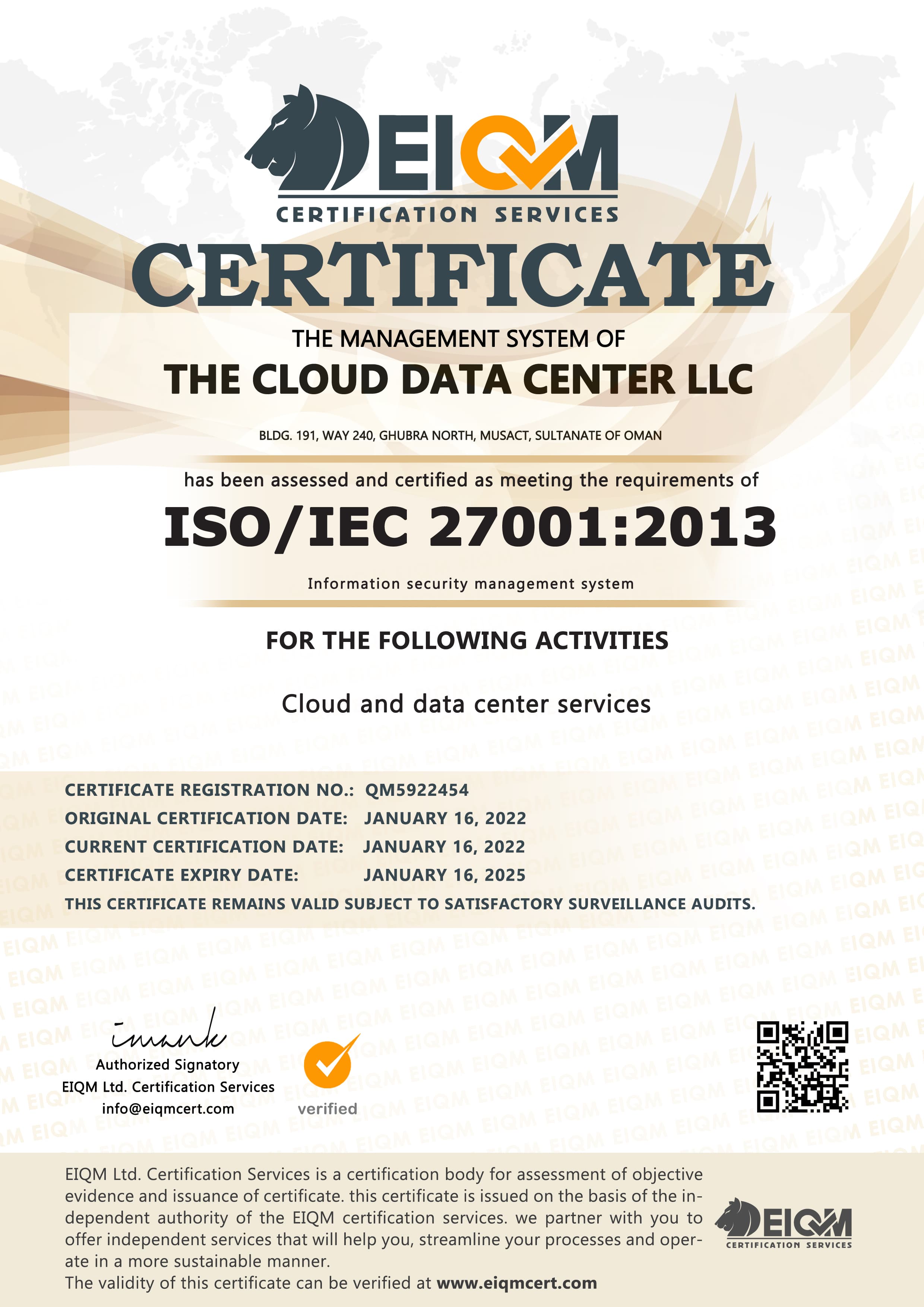 The Cloud DATA CENTER LLC -ISO27001